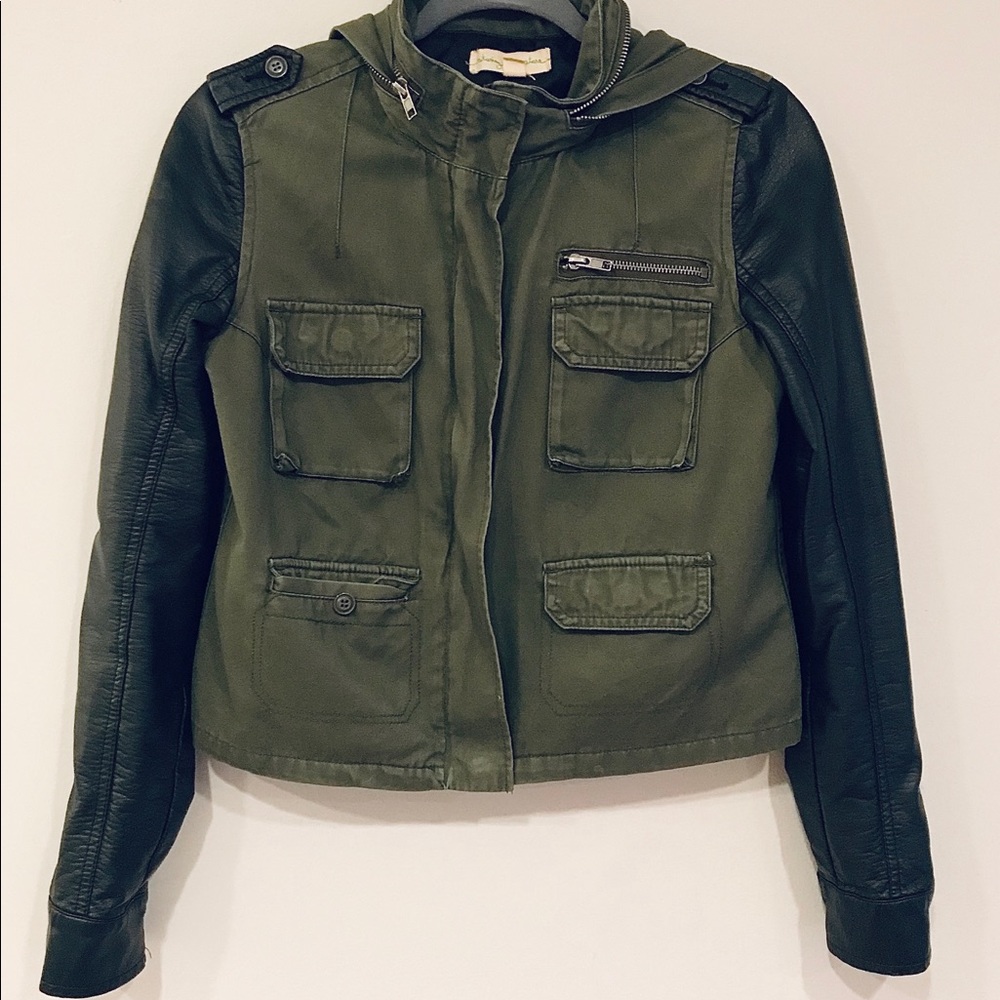 Green & Black Leather Jacket